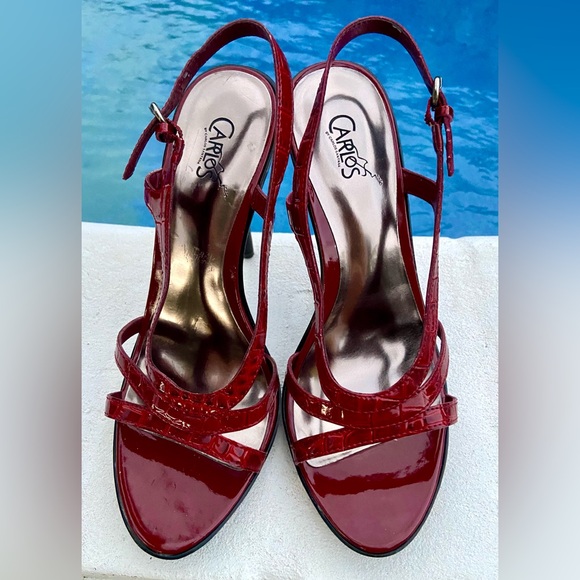 CARLOS SANTANA  RED STRAPPY SLINGBACK HEELS — NEW — SIZE 9 - Picture 1 of 17